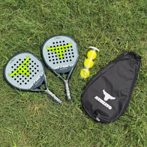 Pair of Carbon Glass Racket with a Bag and 3 Padel Racket Balls